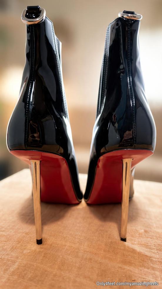 These glossy ankle boots are perfect for receiving your cream... and their sharp heels might just be perfect for helping you with your mission....Want to know just how good I can be with these Louboutins on my feet?... Subscribe to my profile!